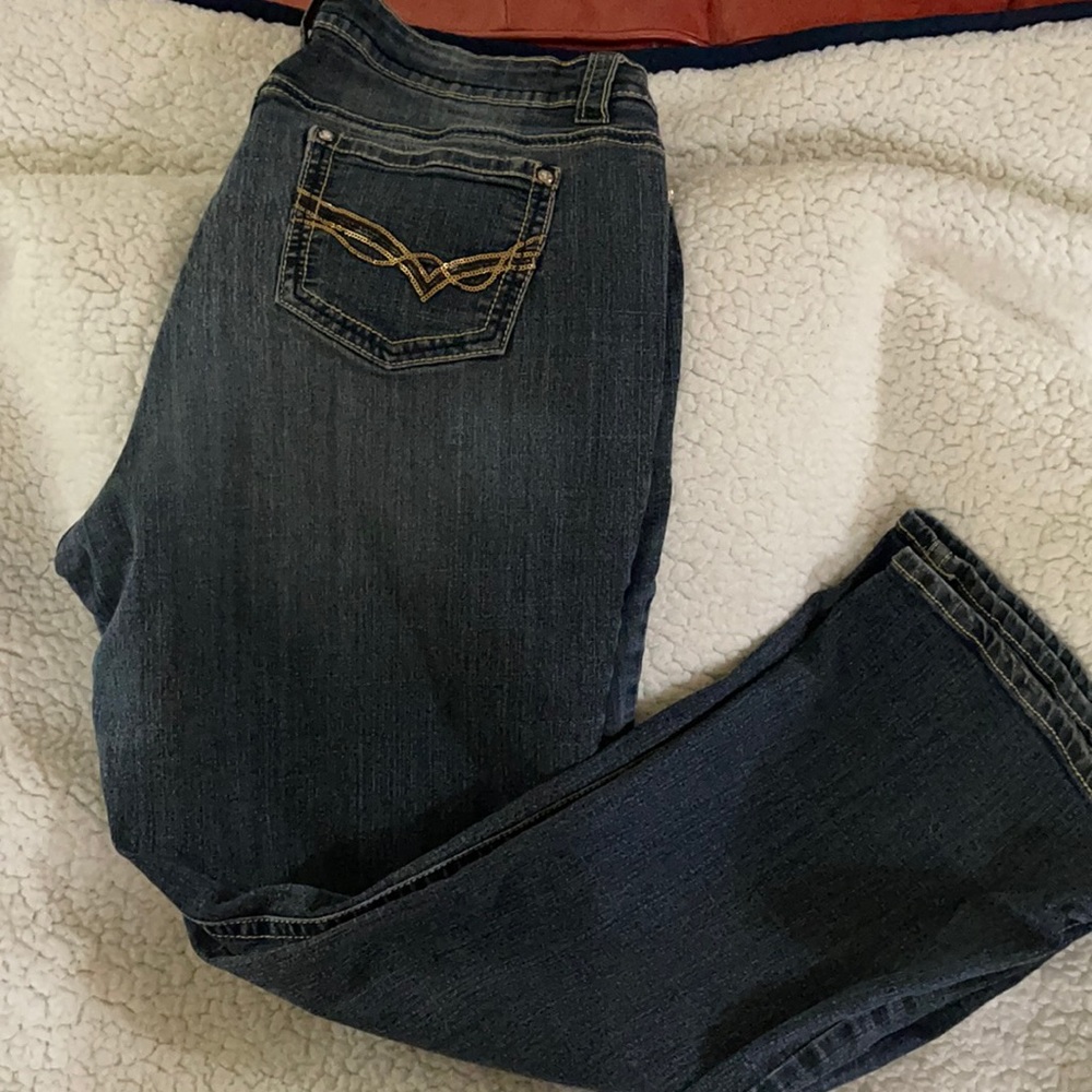 Embellished Front & Back Distressed Jeans